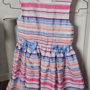 Pink and Blue Sleeveless Fit and Flare Sundress